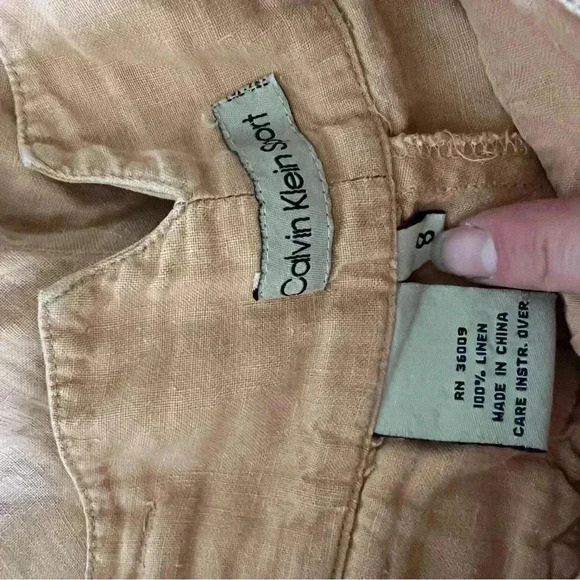 Vintage Calvin Klein 100% Linen High Waisted Shorts - Picture 7 of 9
